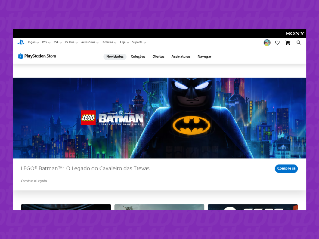 Acessando o site da PlayStation Store via navegador