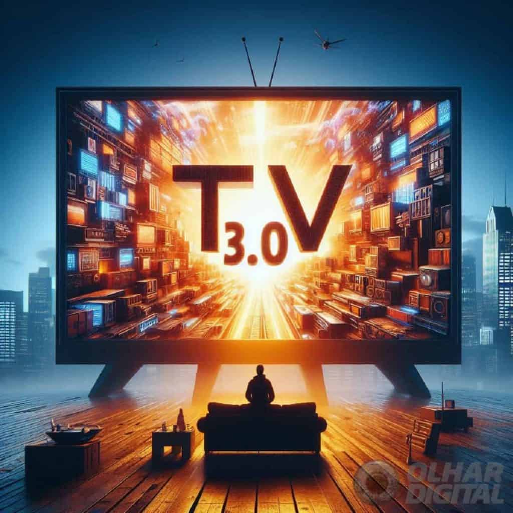 TV enorme na frente de uma pessoa pequena assistindo