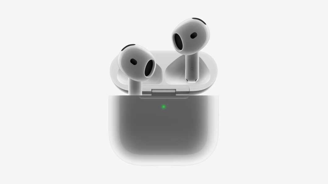 Estojo dos Airpods 4 fornece carga para até 30 horas de uso (imagem: Divulgação/Apple)