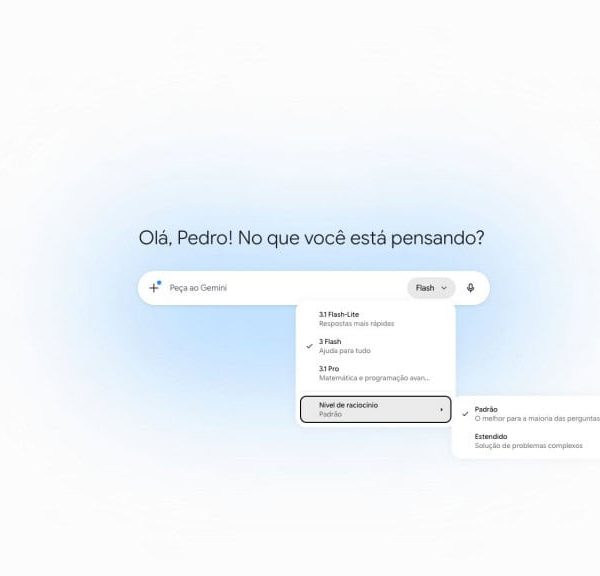 Captura de tela do Gemini mostrando opções para ajustar modelo usado