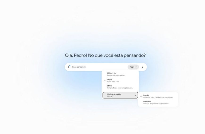 Captura de tela do Gemini mostrando opções para ajustar modelo usado