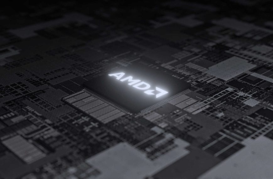 Logo da AMD em uma placa