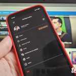 Tela que mostra a página de configurações do Instants do Instagram, com o Tecnoblog ao fundo