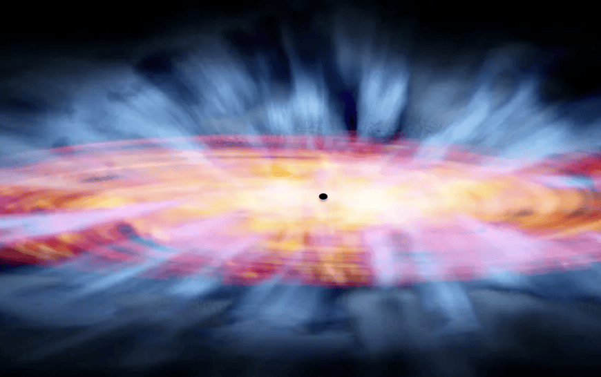 Ilustração artística de um quasar