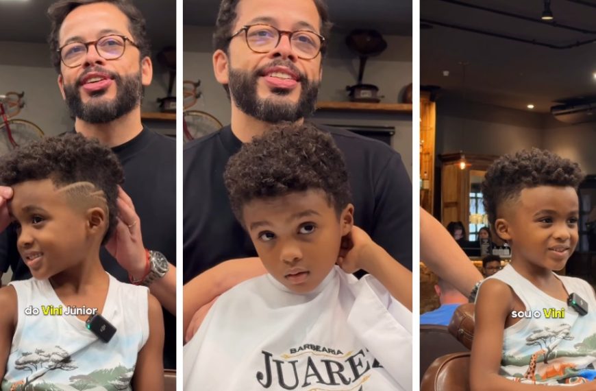 Barbeiro viraliza com transformação de menino fã de Vini Jr. e vídeo passa de 2,9 milhões de visualizações