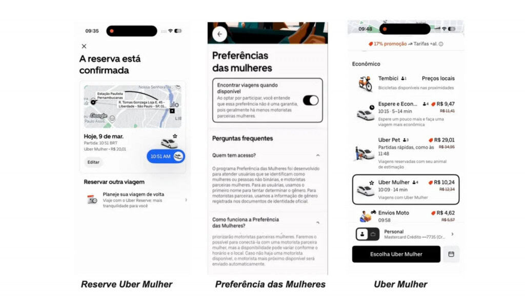 Como solicitar uma corrida com motorista mulher